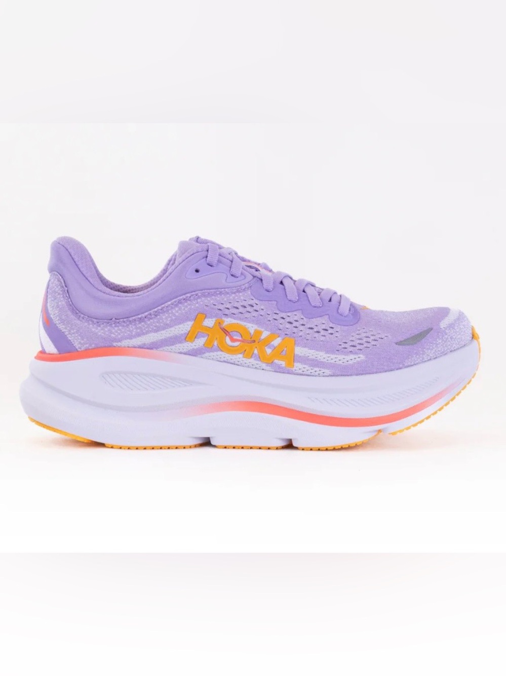 Hoka Women's Lavender Athletic Shoe with Orange Logo and Coral Accents